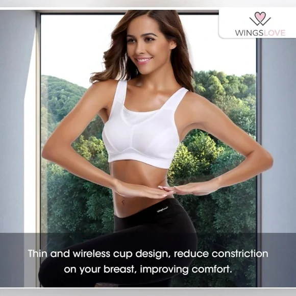 Wingslove High Impact Sports Bras for Women Plus Size Non Padded Wirefree Bra - Picture 5 of 9